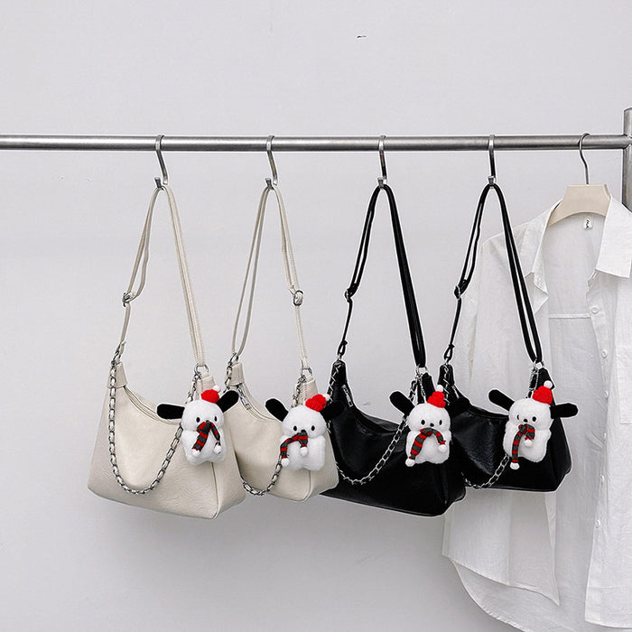 Wholesale Street Trendy Chain Tote Bag PU Small White Fashion Accessory