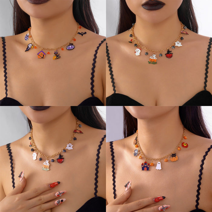 Wholesale Cat Pumpkin Pendant Necklace Chic Boutique Resale for Party