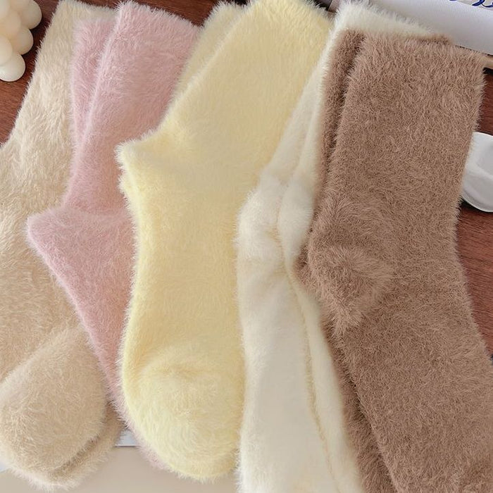 Wholesale Solid Color Mink Velvet Socks