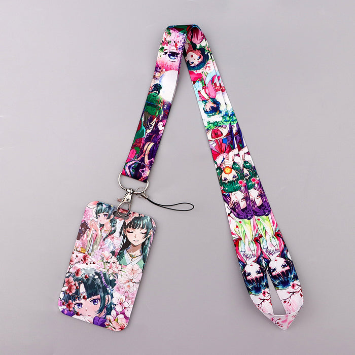 Wholesale Work ID card holder mobile phone lanyard student meal card holder sliding hard case access card holder