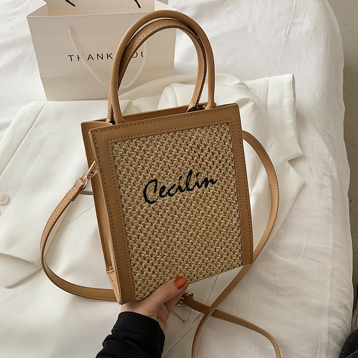 Wholesale Piano Score Straw Handbags