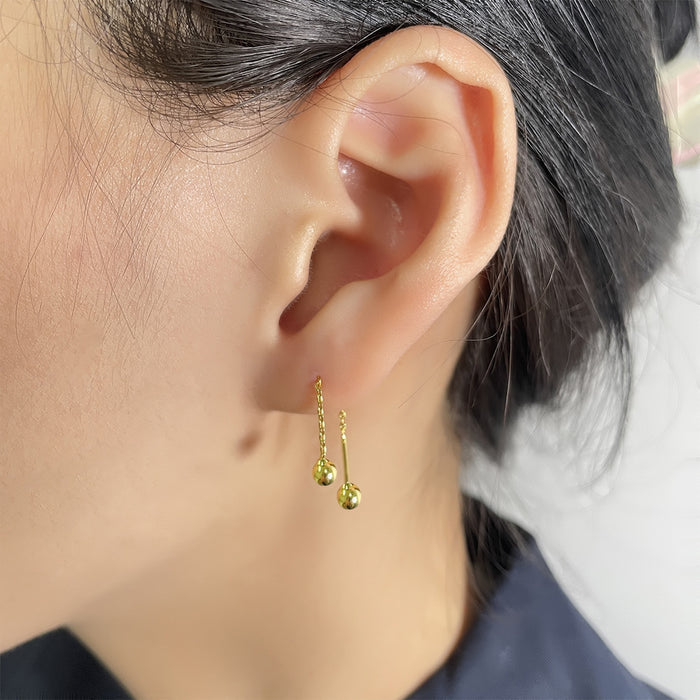 Wholesale Geometric double headed bead earrings with extremely simple and long chain tassel design