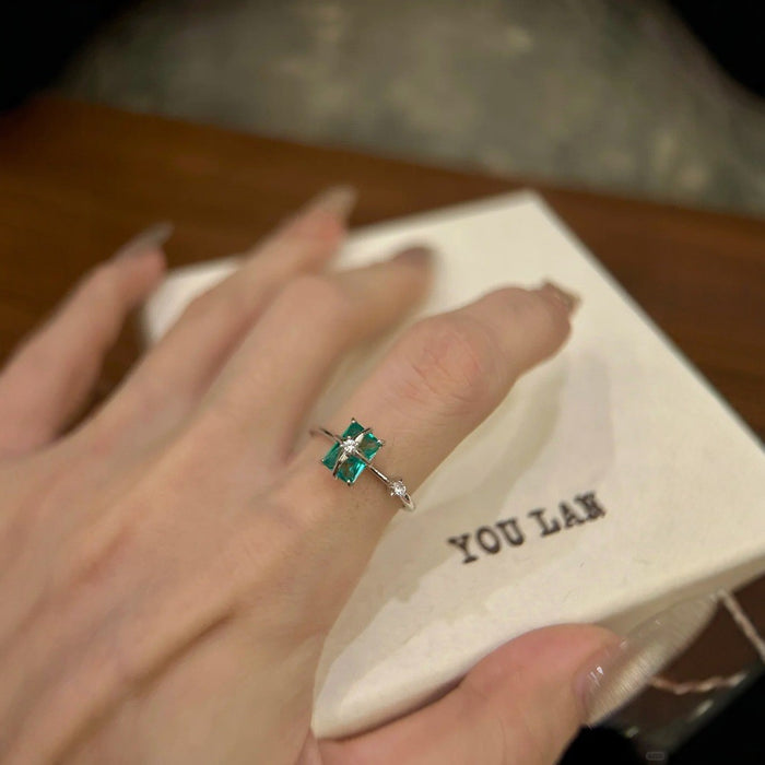 Wholesale Square zircon ring, light luxury temperament, high-end fashion ring