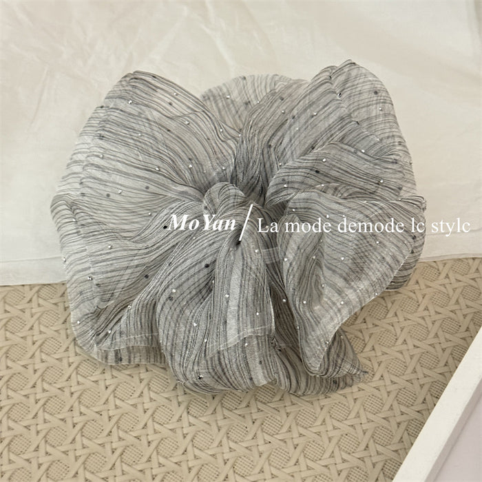 Wholesale drilling large intestine hair ring female high sense striped head rope hair rope