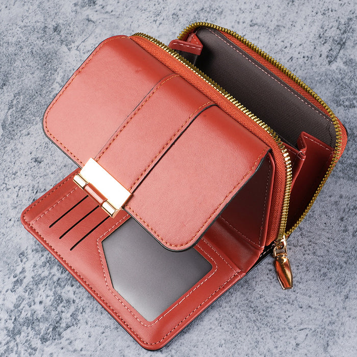 Wholesale Women' s Black PU Leather Tri-fold Wallet with Car ing and Multiple Card Slots - Everyday Fashion Accessory