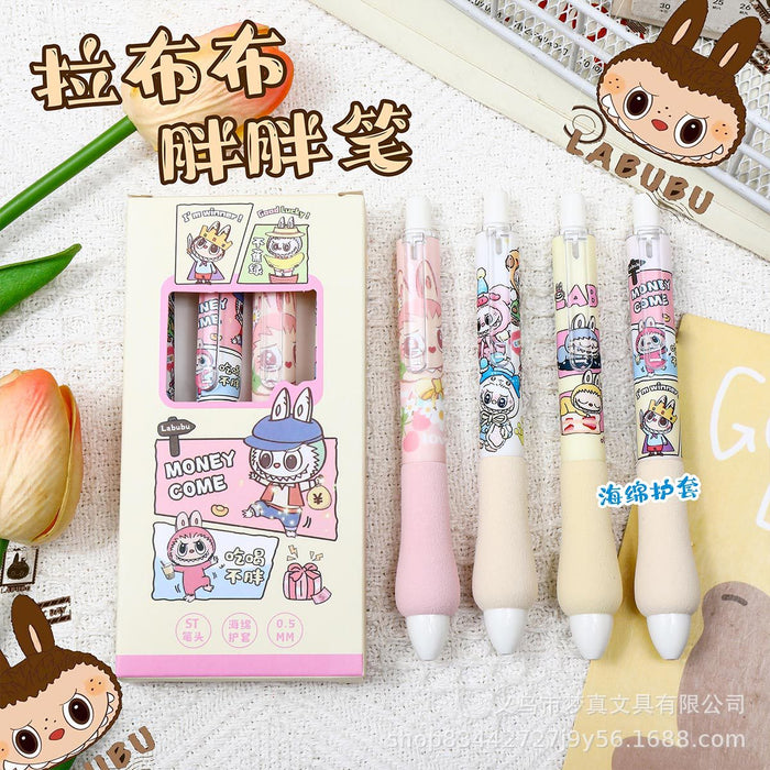 Wholesale 4pcs/ box sponge quick-drying press gel pen cute student black gel pen
