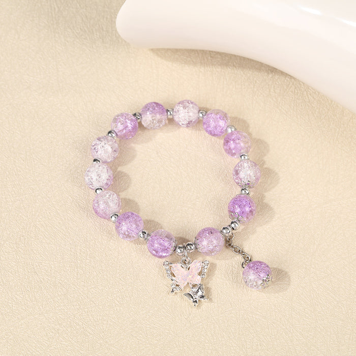 Wholesale New floral butterfly bead bracelet with niche design, crystal bracelet with trendy and versatile colorful accessories