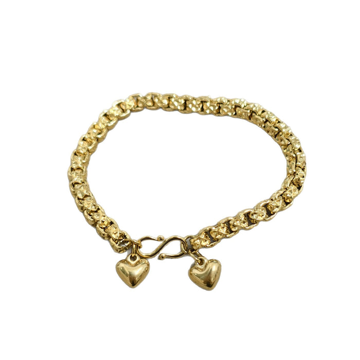 Wholesale Embossed square pearl heart-shaped stainless steel women's bracelet jewelry heart-shaped bracelet beads