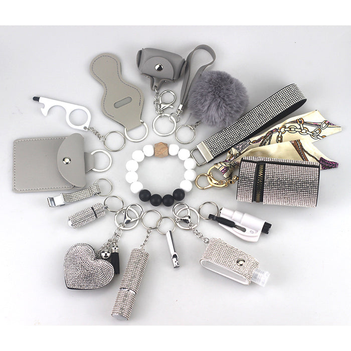 Wholesale Diving Fabric Wool Ball Multifunctional Keychain 15-piece Set JDC-KC-TouMS070