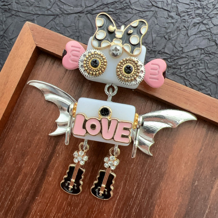 Wholesale Wooden Punk Robot Necklace DIY Accessories Pendants Keychain