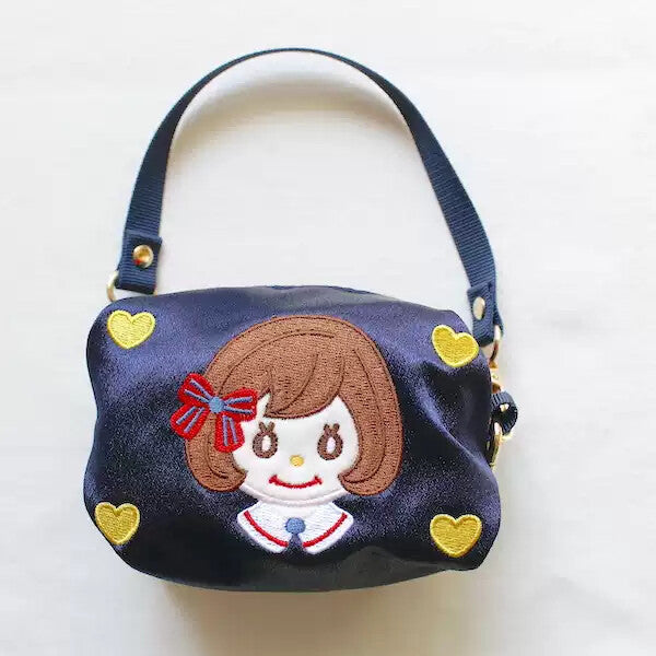 Wholesale Cartoon Embroidery Wallet Key Pouch with Curly Hair Girl Design