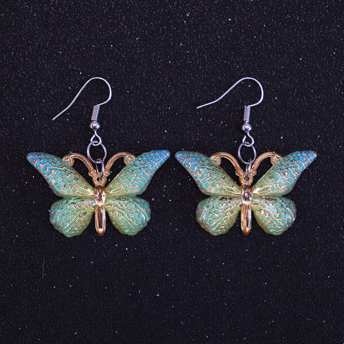 Wholesale Resin Earrings Fun Cute Retro Colorful Butterfly JDC-ES-niqing018