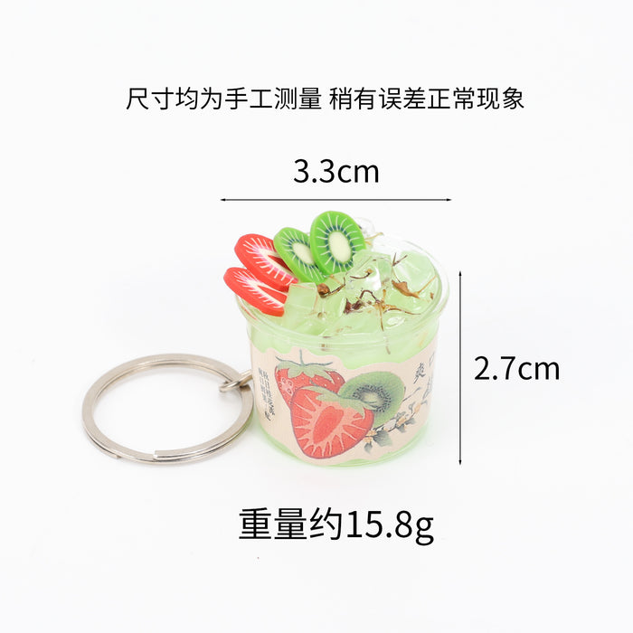 Wholesale Summer Dessert Miniature Food Charm Herbal Jelly Drink Keychain Decorative Bag Accessory Chic Boutique Gift