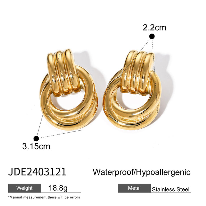 Wholesale Gold and Silver Color Matching Stainless Steel Thread Winding Earrings JDC-ES-JD354