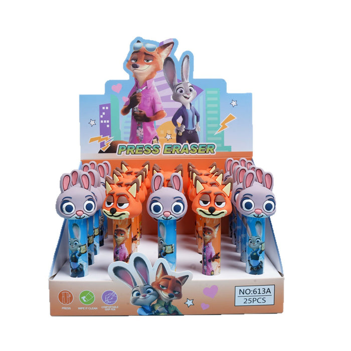 Wholesale Press-type eraser with a cartoon design and built-in crumb collector
