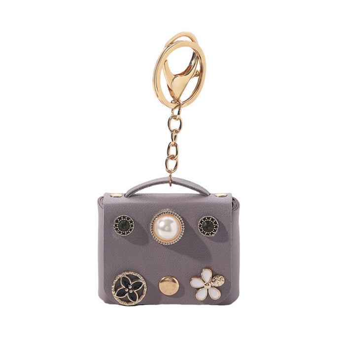 Wholesale PU Cartoon Inlaid Pearl Coin Purse Keychain JDC-KC-RongRui001