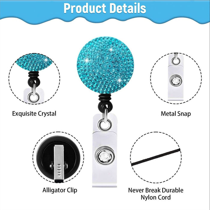 Wholesale Round Color AB Rhinestone Telescopic Clip Easy Pull Keychain JDC-KC-QiDing009