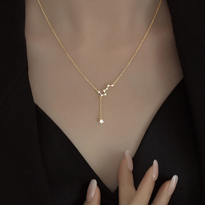 Wholesale New style of Beidou Seven Star Necklace with a light luxury and niche design, featuring simple tassel pendant and collarbone chain