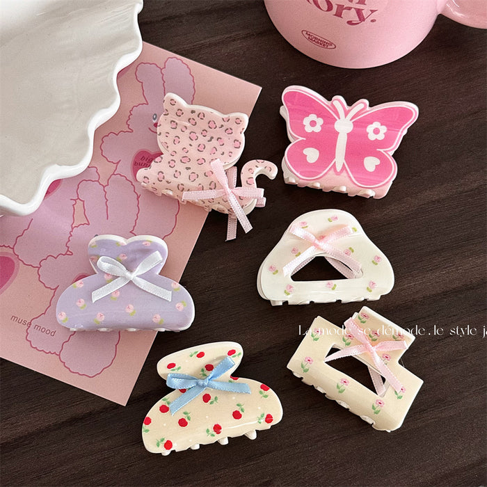 Wholesale Women's Cute Floral Bow Grab Clip