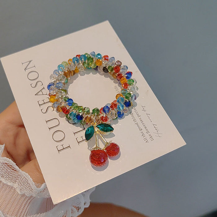 Wholesale Rhinestone Hair Rope Women's Bracelet Dual-purpose Peyponytail Rubber Tendon Beaded Headwear