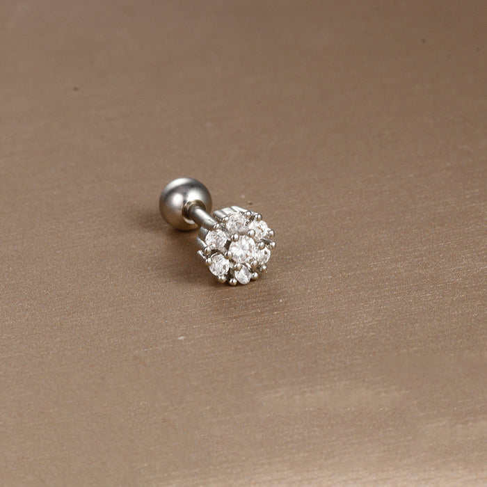 Wholesale Jewelry Stainless Steel Ear Nail Zircon Ball Screw Women