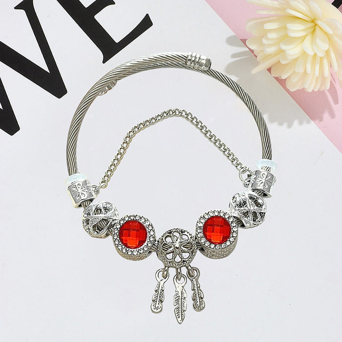 Wholesale Dreamcatcher Beaded Bracelet for Women Black Alloy Electroplated Fashion Jewelry Accessory Gift