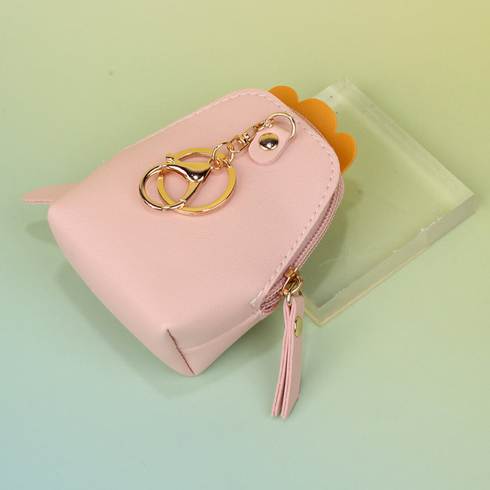 Wholesale PU Leather Cartoon Dinosaur Coin Purse Keychain Card Holder Earphone Case Student Gift