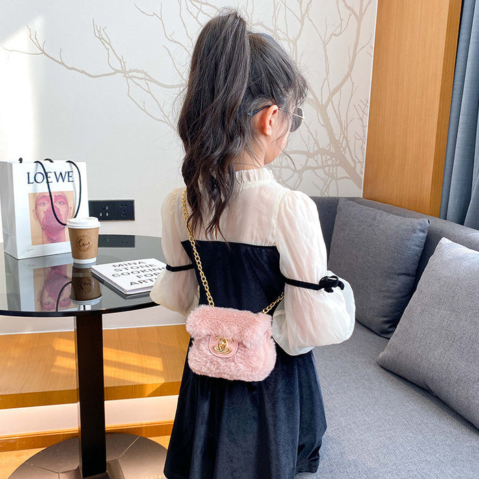 Wholesale Plush small square bag, stylish chain crossbody bag