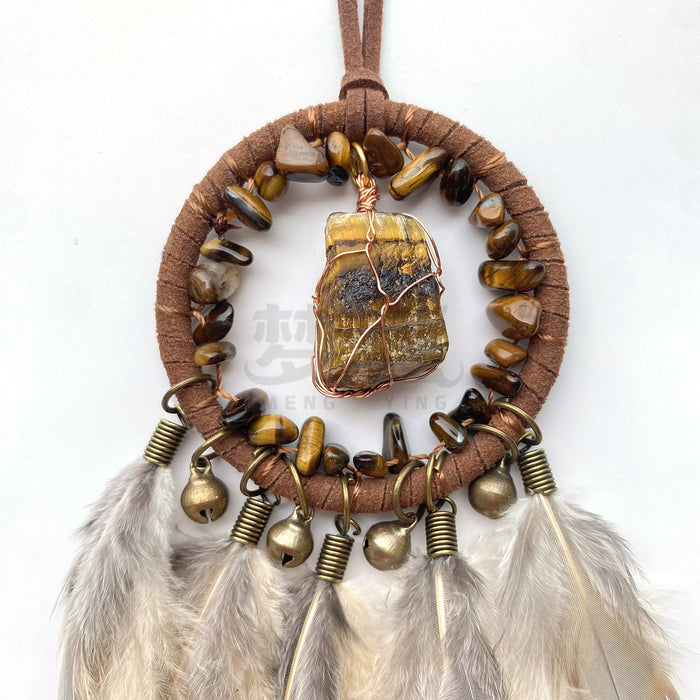 Wholesale Natural Stone Bell Car Hanging Ornament Black Feather Hoop Simple Style MOQ≥2