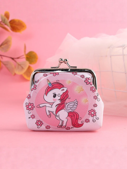 Wholesale Cartoon Unicorn PVC Coin Purse Snap Wallet Pink Flower Boutique Resale MOQ≥2