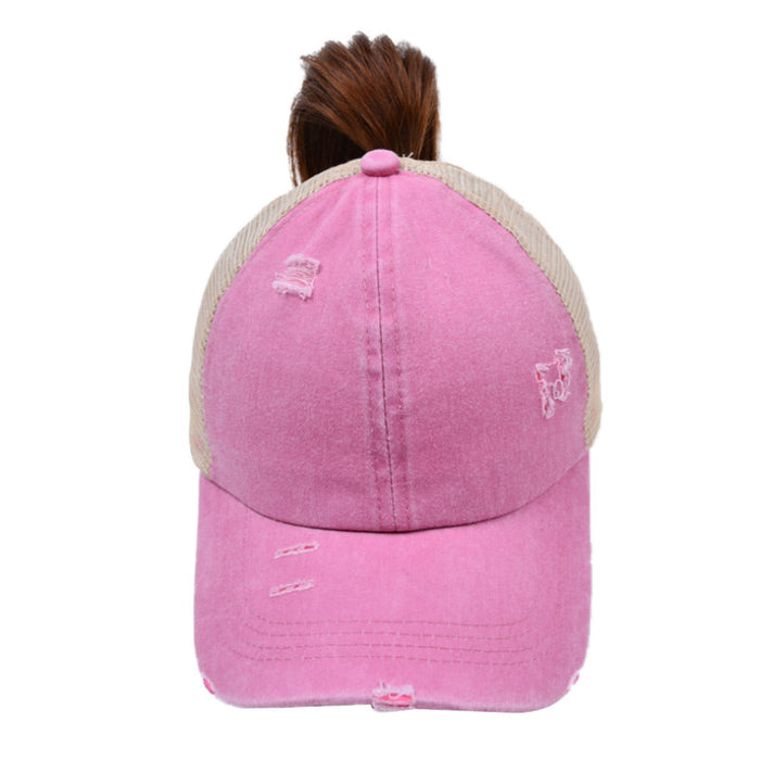 Wholesale Cotton Washed Cross Ponytail Baseball Cap JDC-HT-WenR003