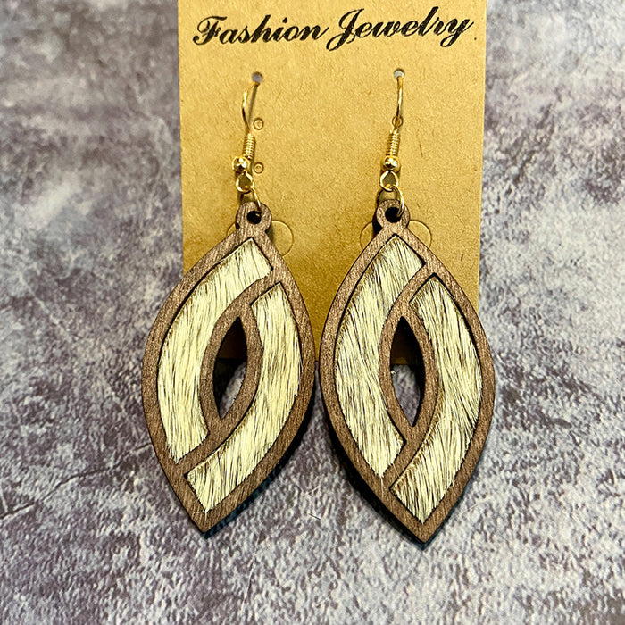 Wholesale Retro leather earrings hollow horse eye texture earrings personalized light earrings