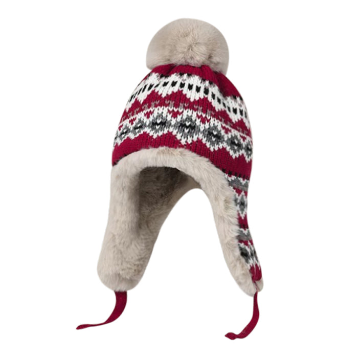 Wholesale Women's autumn and winter knitted woolen hat with warm ear protection and plush snow hat for cold protection