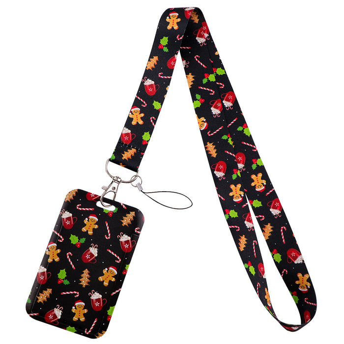 Wholesale 3 pcs  Double-sided printed polyester long rope webbing hard case protective case keychain