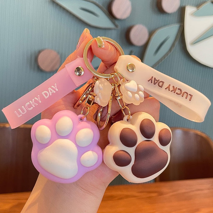 Wholesale  cute kitten claw keychain pendant doll key chain car schoolbag pendant small gift