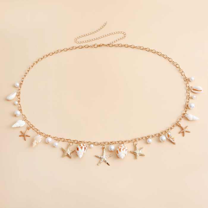 Wholesale Shell Waist Chain Seaside Tourism Imitation Pearl Starfish Body Chain
