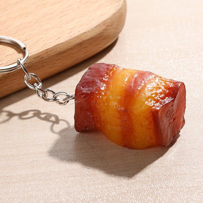 Wholesale PVC Simulated Food Keychain Realistic Chicken Leg Wings Braised Pork Design Chic Bag Charm For Car Keys MOQ≥5