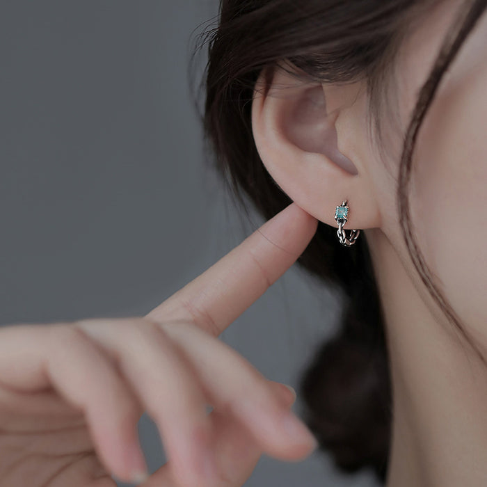 Wholesale geometric mint cube hoop earrings