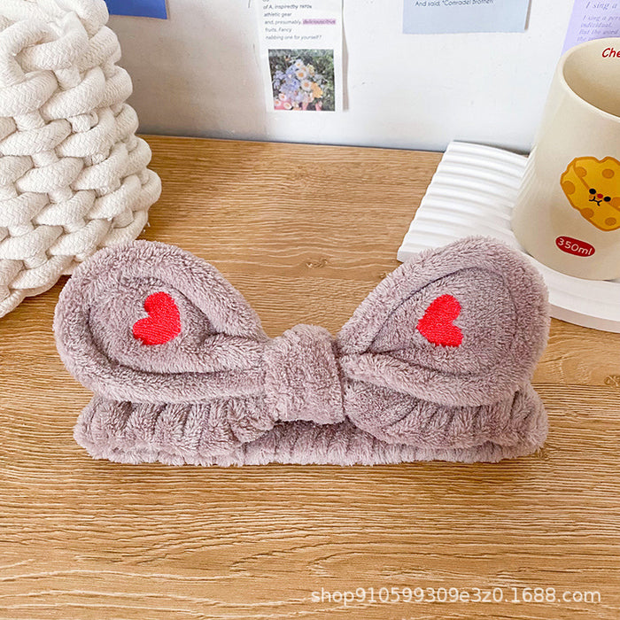 Wholesale Heart Butterfly Hairband for Women Face Washing Makeup Headband Flannel Headband Embroidered Hair Accessory Versatile