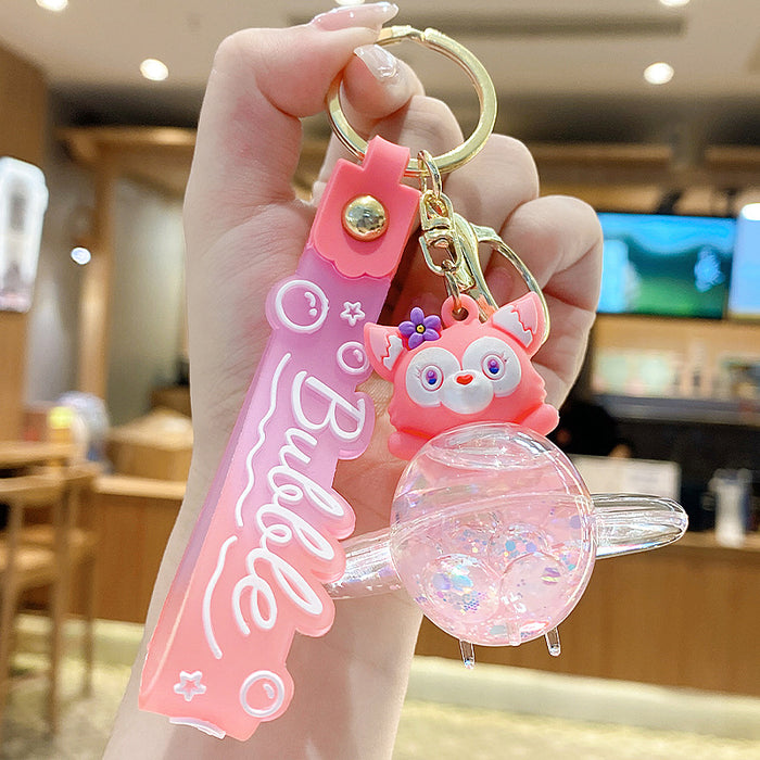 Wholesale Cute Donut Design Crystal Sand Floating Keychain Acrylic Accessory