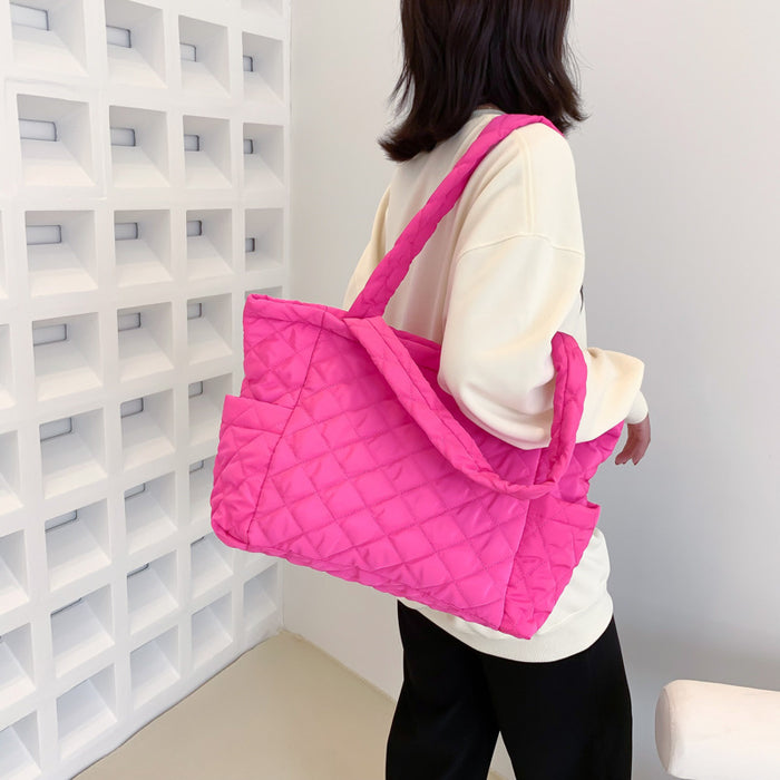 Wholesale Diamond Quilted Hand-held Tote Bag Nylon JDC-SD-PuHui003