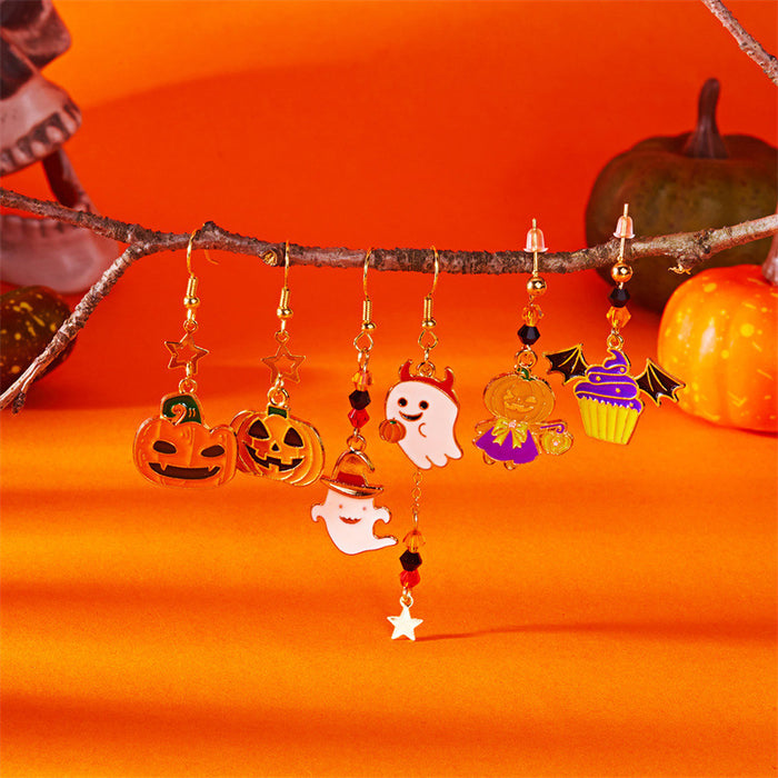 Wholesale  accessories cartoon bat ghost pumpkin earrings  kitten skull  witch earrings