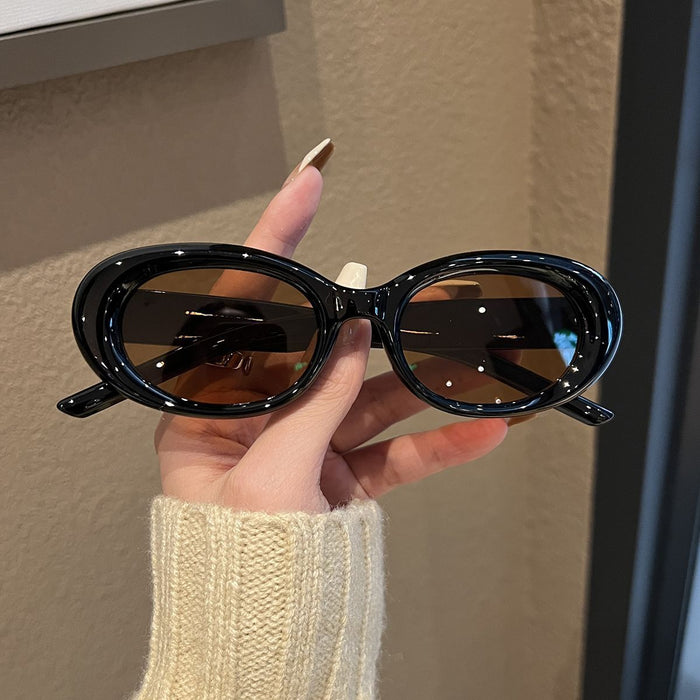 Wholesale  Oval white frame sunglasses  concave sunglasses Women's Big Face cat eye sun protection