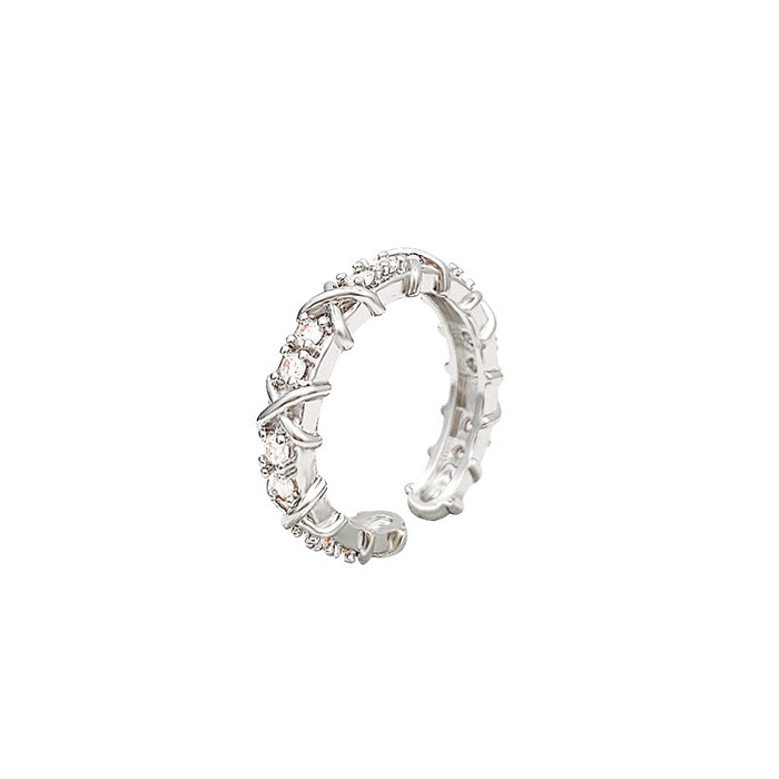 Wholesale Small niche design, classic simplicity, full diamond zircon ring, women's adjustable index finger ring