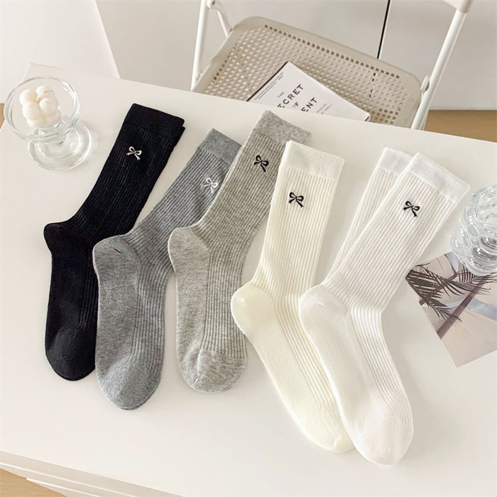 Wholesale Bow shaped mid tube socks, breathable mesh socks, ballet style pile socks, sweat absorbing socks