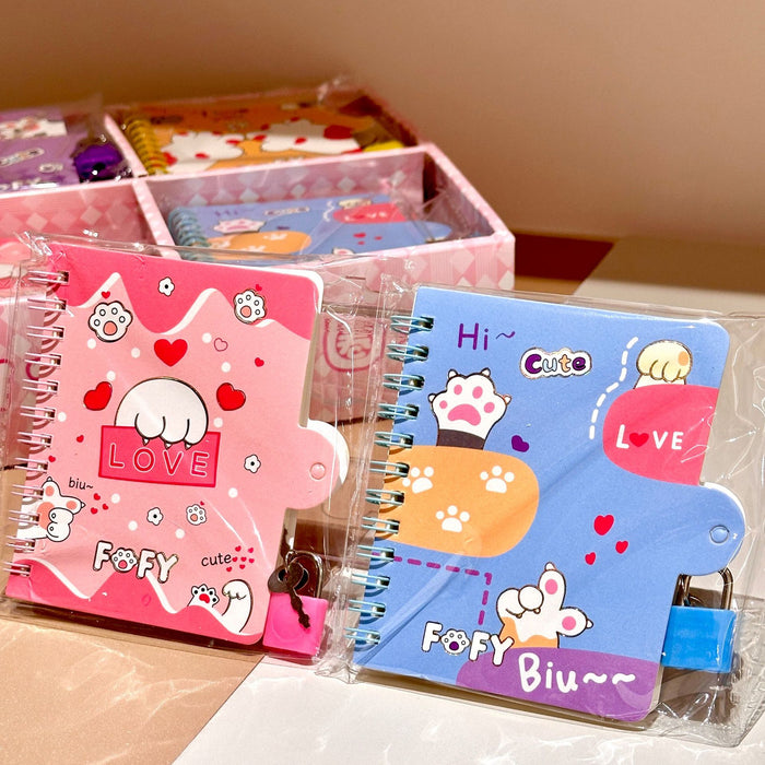 Wholesale Kitten Coil with Lock Coil Book Cute Cartoon A7 Loose-leaf Notepad