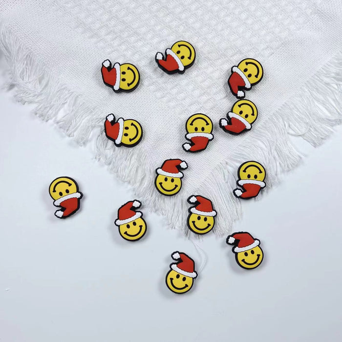 Wholesale 100PCS Christmas Smiley Face Silicone Cartoon 3D Focal Beads JDC-BDS-Nais286