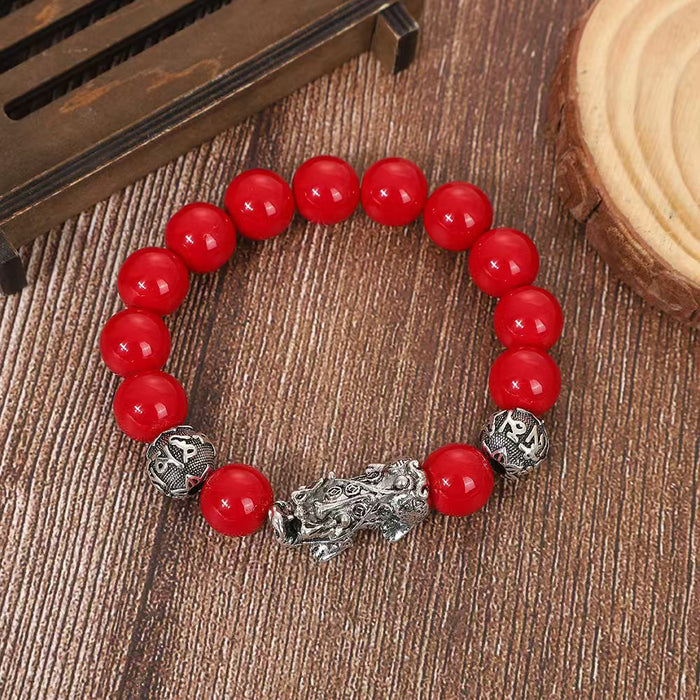 Wholesale Buddha bead bracelet for men, obsidian for wealth, silver jewelry, vintage gift