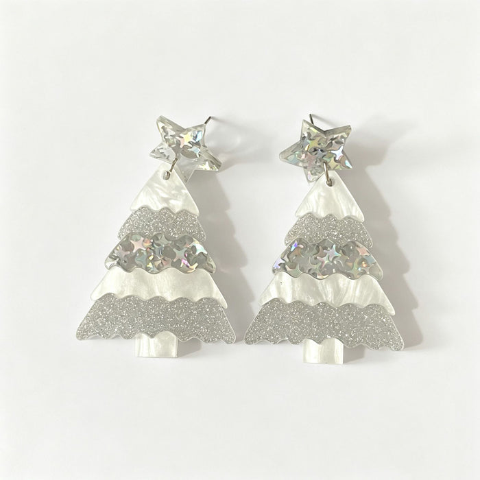 Wholesale Acrylic Christmas Tree Star Earrings For Women Cute Cartoon Holiday Party Jewelry Accessory Boutique Gift