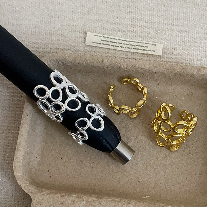 Wholesale Openwork Oval Floral Metal Ring